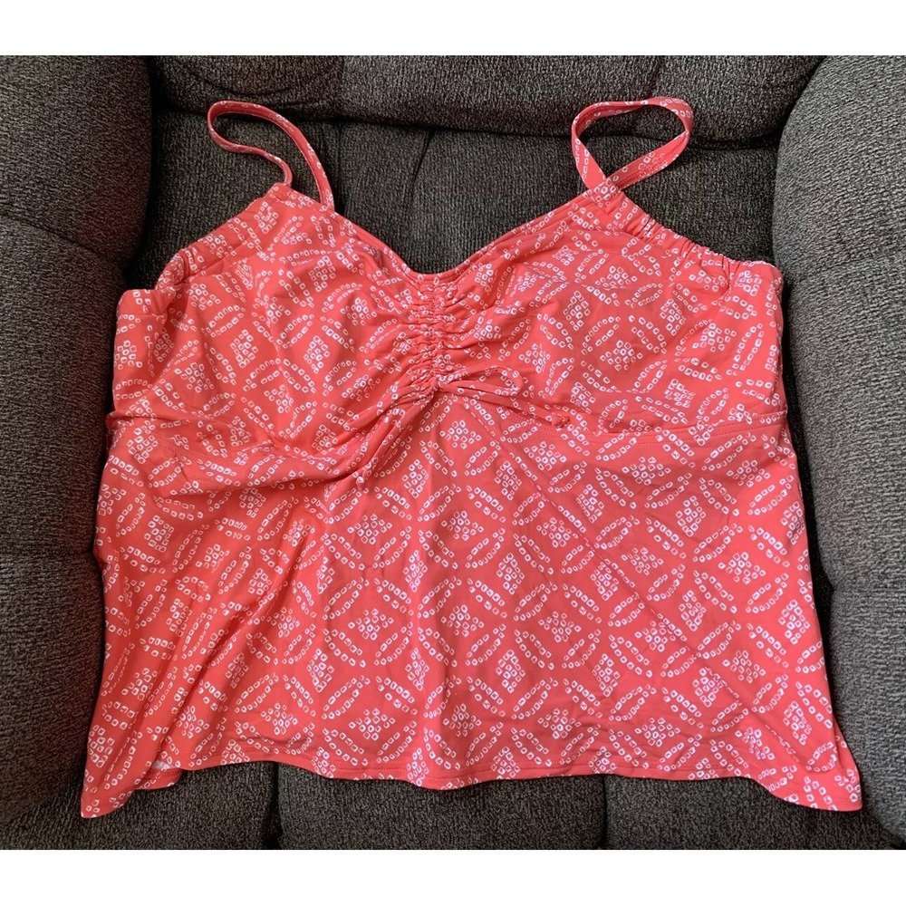 Women's Land's End Underwire Tankini swimsuit top coral orange sz 22 (J36) 0194